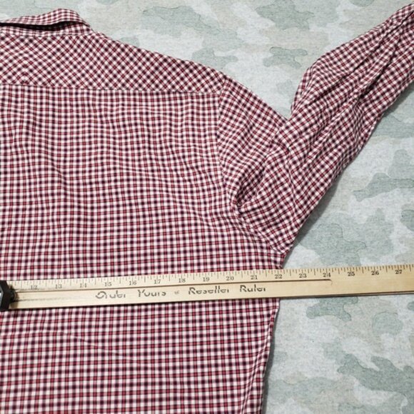 Billy Reid Shirt Mens Large Red Pockets Long Sleeve Button-Up Check - Picture 7 of 9